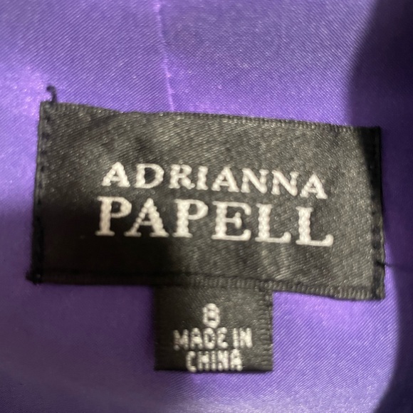 Adrianna Papell Black Cap Sleeve Cocktail Dress with Purple Lining - Picture 3 of 15